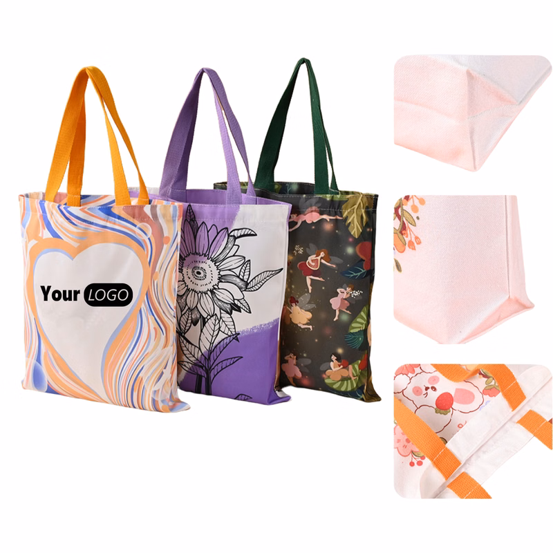 Full Color Reusable Canvas Grocery Tote Bags MOQ30
