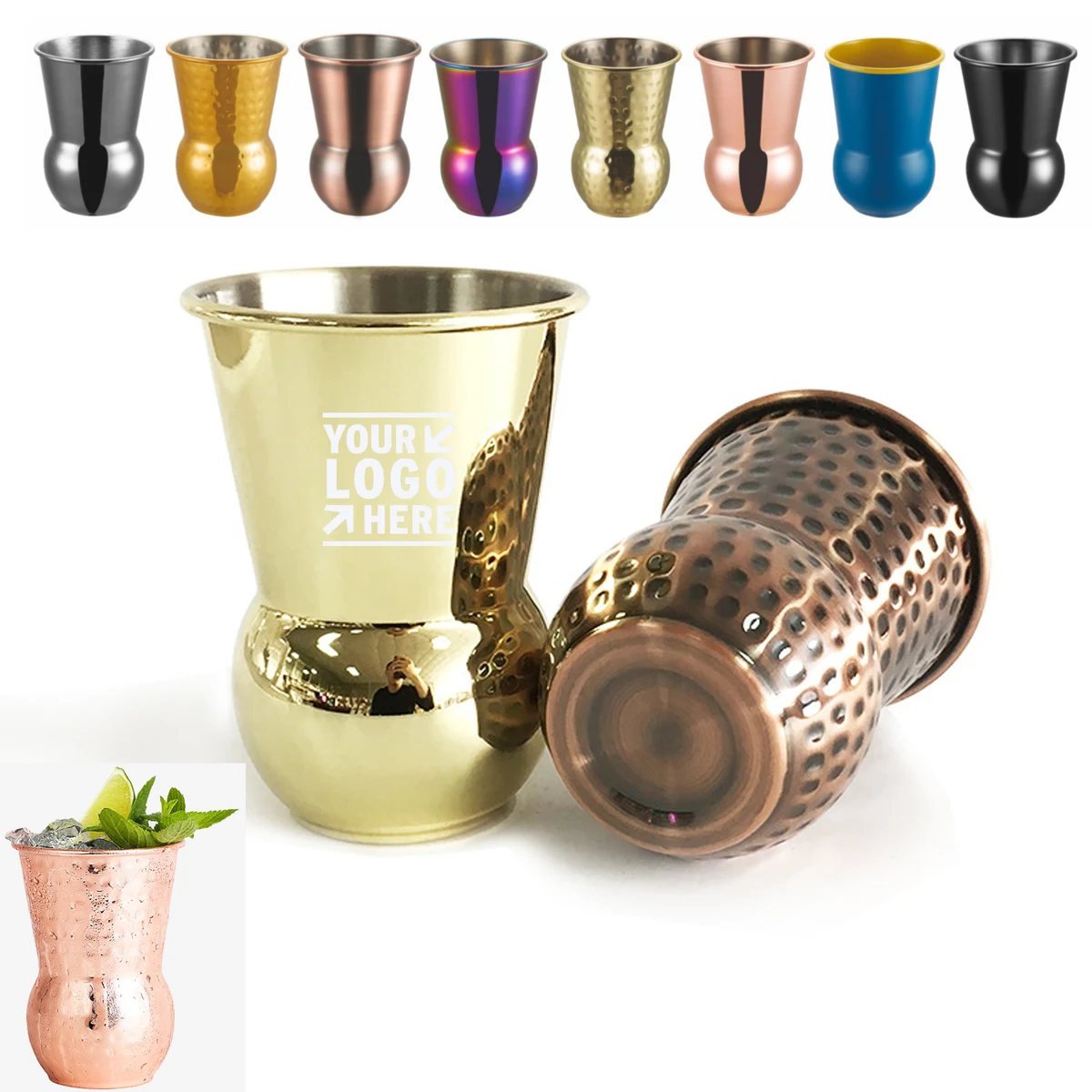 12 OZ Copper Hammered Tumbler Cup 1