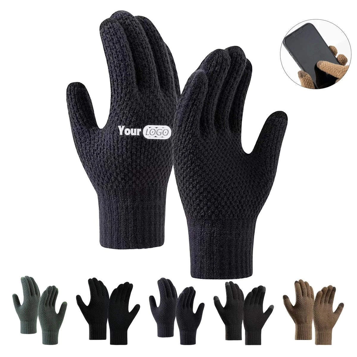 Fleece-Lined Touchscreen Knit Gloves 1