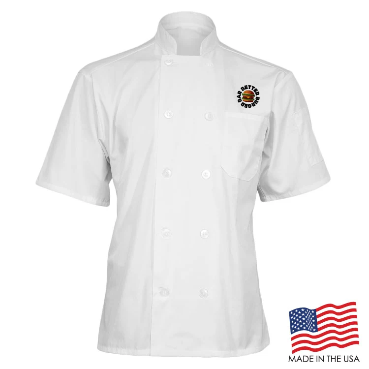 Mesh Back Chef Coat with Short Sleeves (EMBROIDERED LOGO) 1