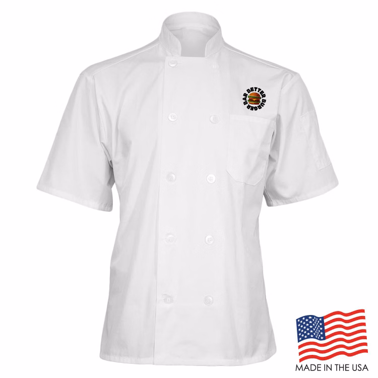 Mesh Back Chef Coat with Short Sleeves (EMBROIDERED LOGO)