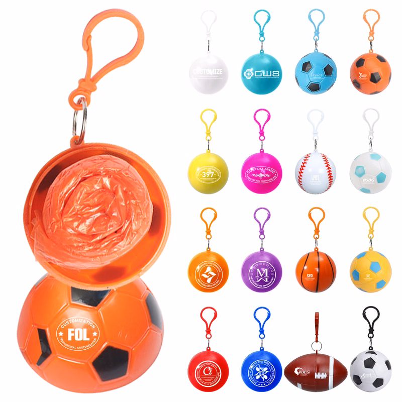 Disposable Raincoat With Ball Key Chain