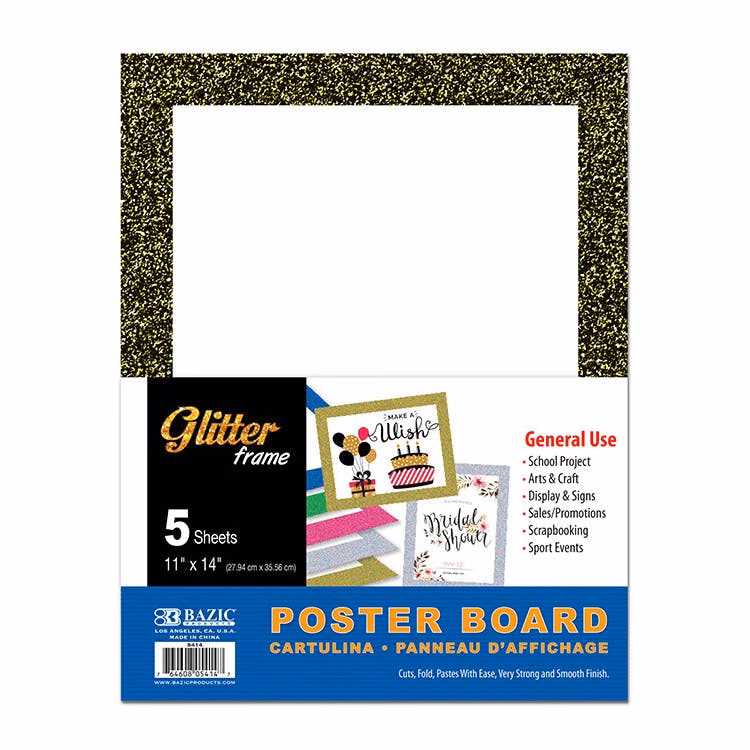 Poster Boards with Glitter Frames - 5 Pack 11" X 14"