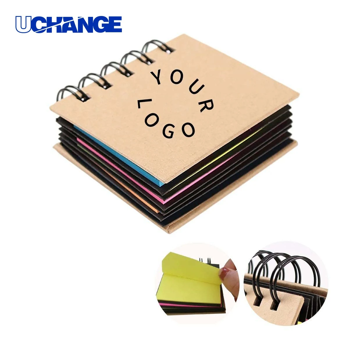 Kraft Paper Sticky Note Notebook Organizer with Color Flags 1