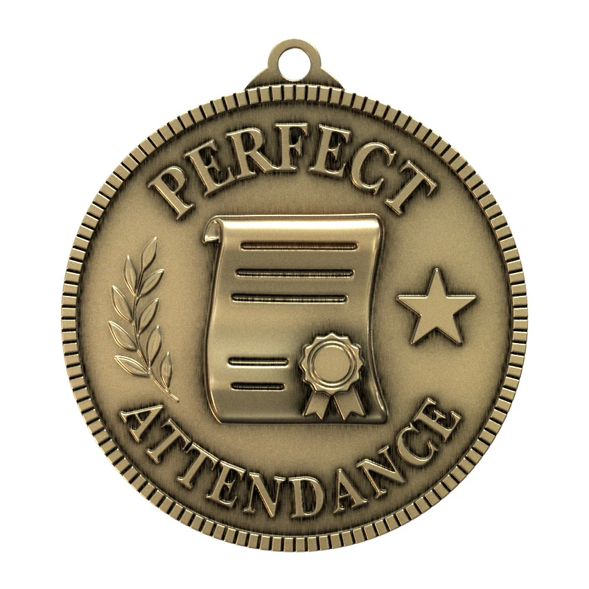 Antique Gold Perfect Attendance Classic Legacy Medallion (2") 1