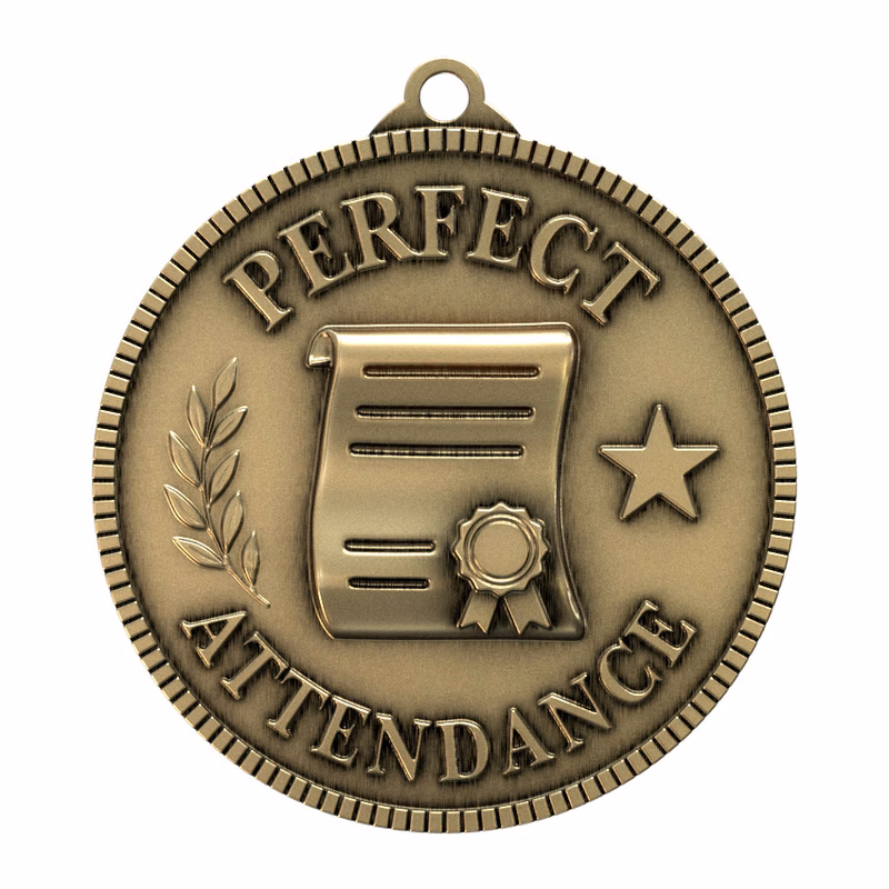 Antique Gold Perfect Attendance Classic Legacy Medallion (2")