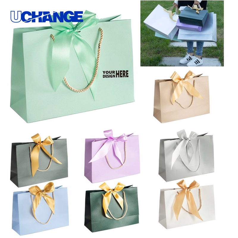 Elegant Paper Gift Bag with Ribbon Bow