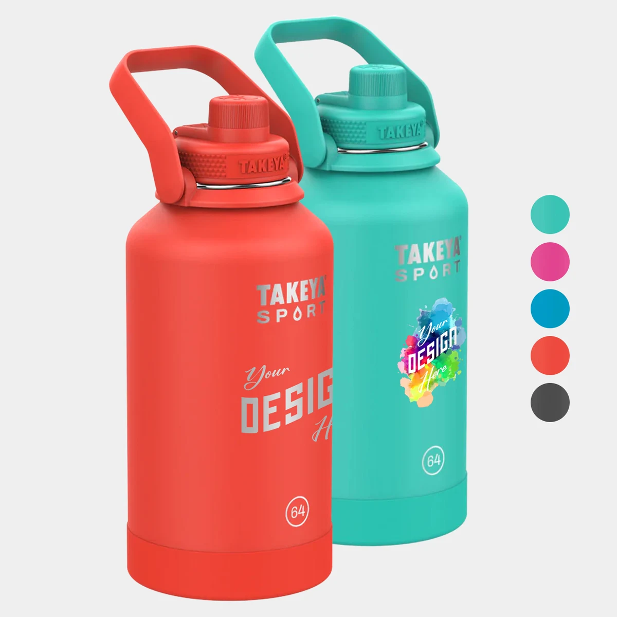 64 oz Takeya® Stainless Steel Insulated Sport Water Bottle w/ Spout Lid, custom water bottle with logo imprint 1