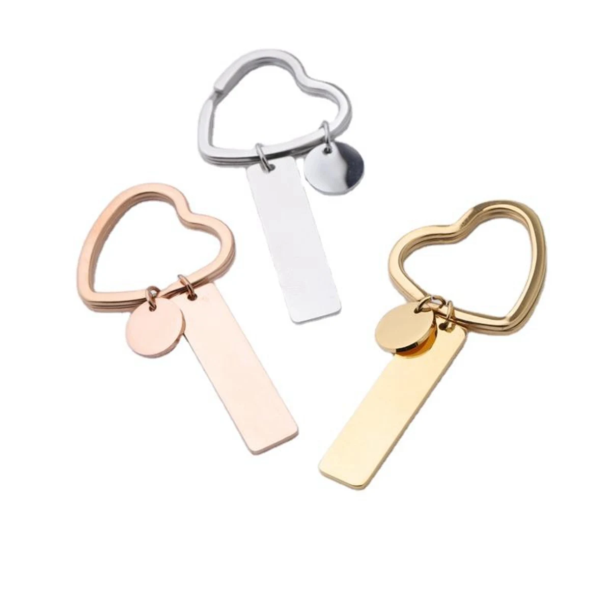 Stainless Steel Heart Shape Key Ring Pendant 1