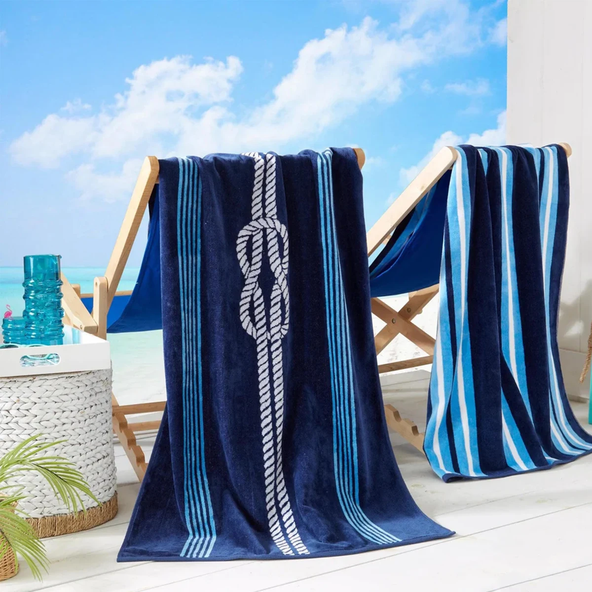 Tone On Tone Velour Beach Towel 1