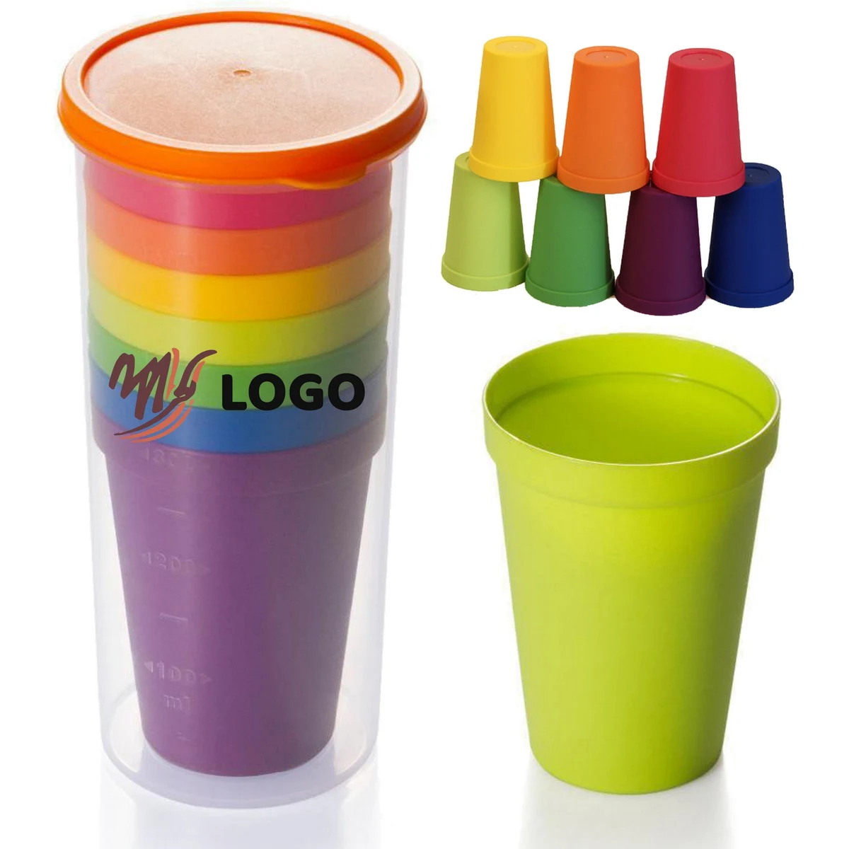 Eight-Piece Set Of Rainbow-Colored Water Cups 1