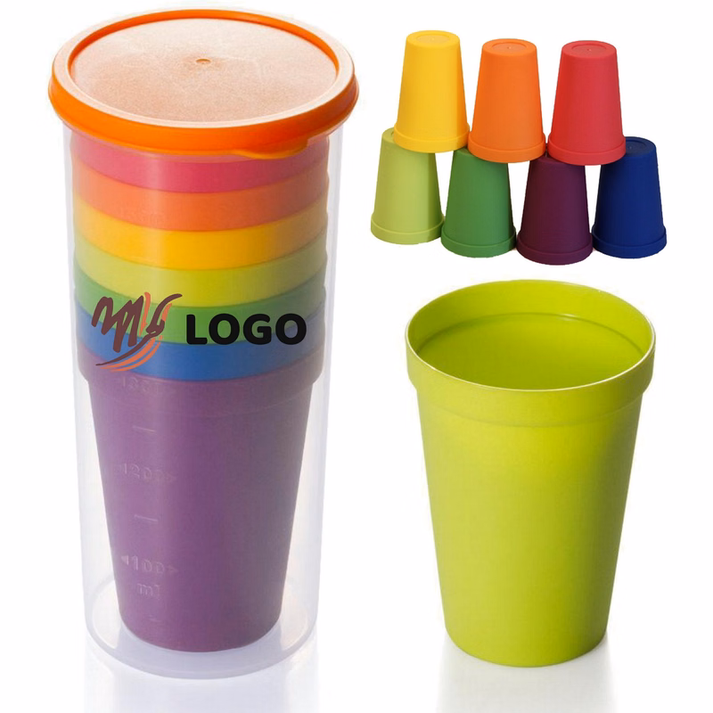 Eight-Piece Set Of Rainbow-Colored Water Cups