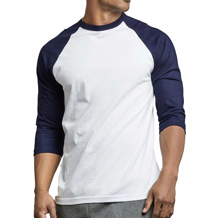 Men's 3/4 Sleeve Baseball T-Shirt - 3XL Navy/White