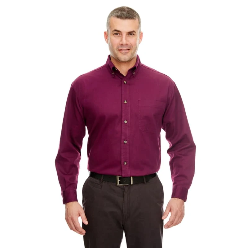 UltraClub Adult Cypress Long-Sleeve Twill With Pocket 1