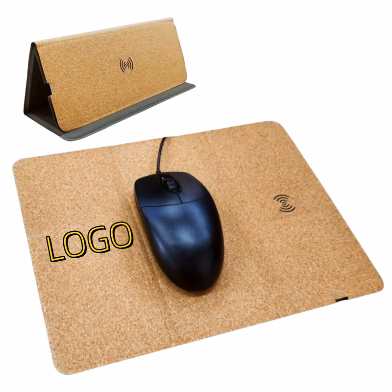 3-Fold Cork Mouse Pad With Wireless Fast Charging