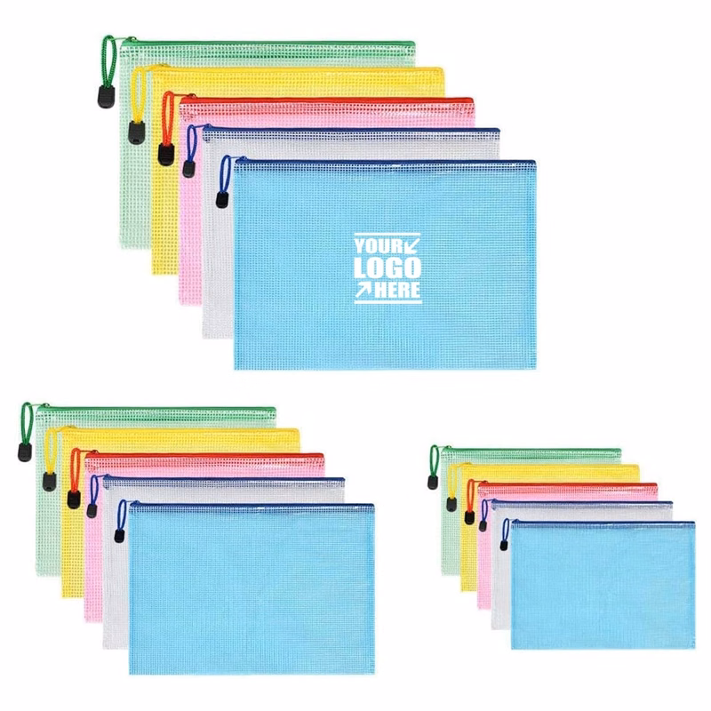 Waterproof Plastic Mesh Zipper Document Envelopes Folder