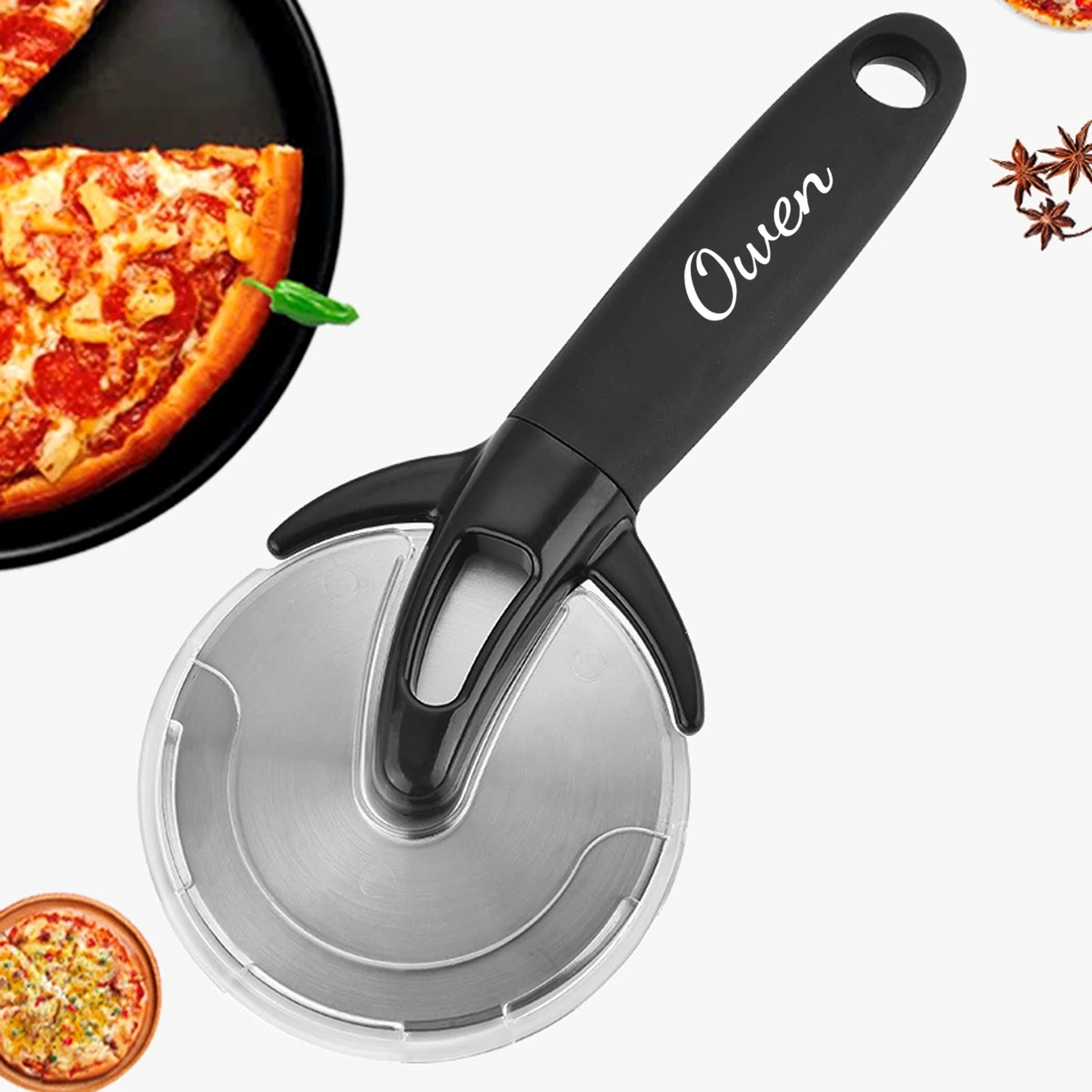 Stainless Steel Long Handle Pizza Cutter 1