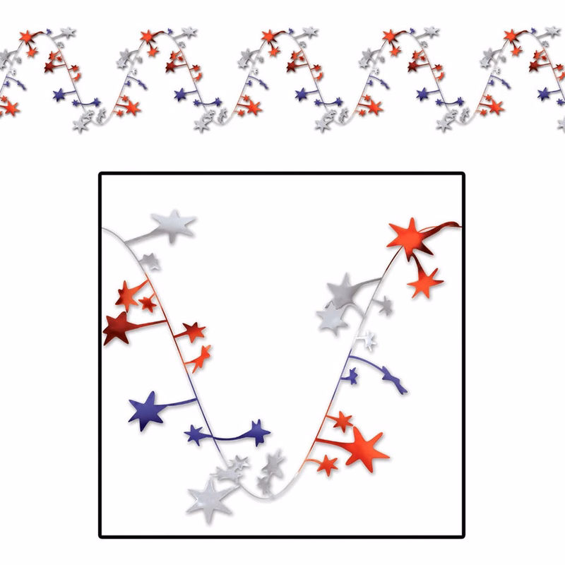 Gleam 'N Flex Garlands - Red Silver Blue 25'