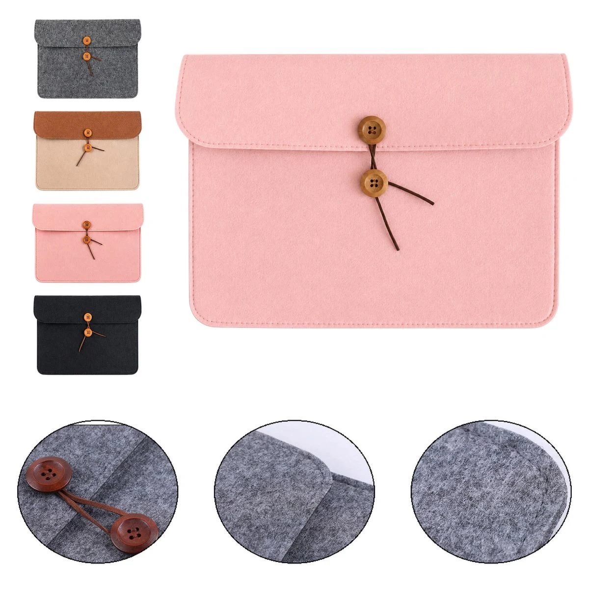 Felt A4 Button Document Bag 1