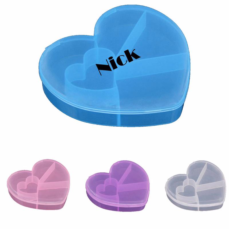 5 Compartments Clear Plastic Heart Shaped Organizer
