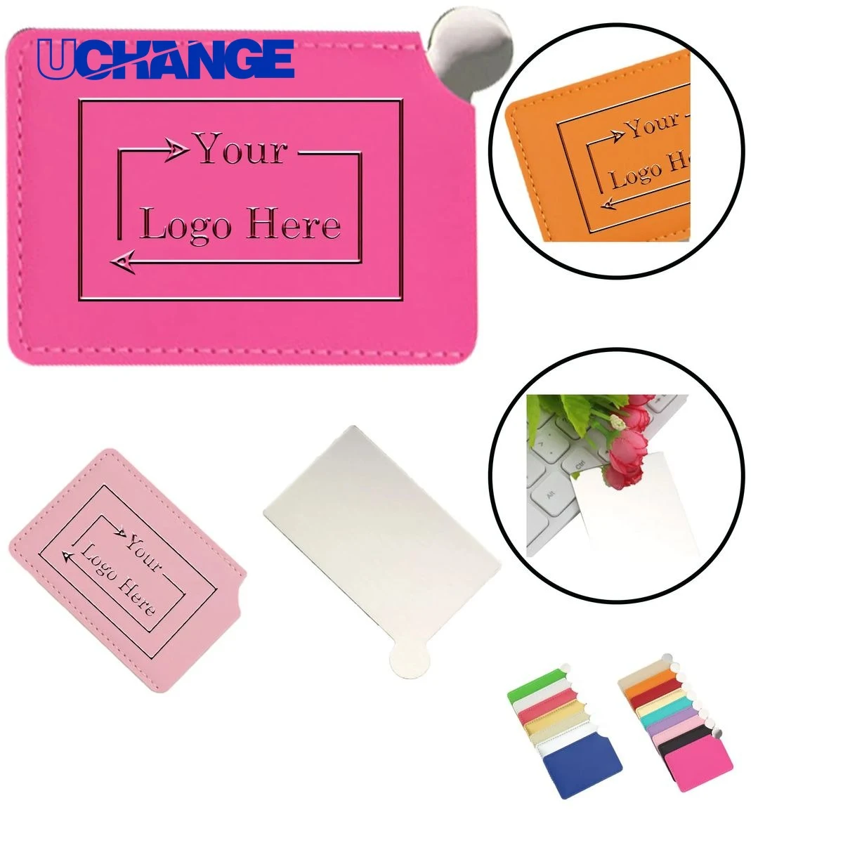 Laser Engraved Leather Rectangle Makeup Mirror 1