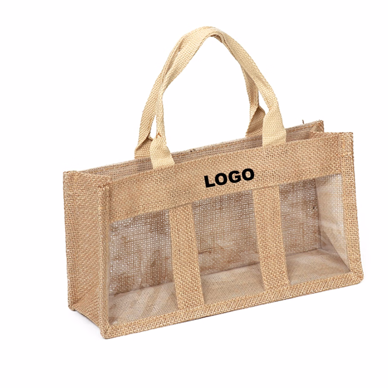 Clear PVC Window Jute Bag For Food/Honey/Jam