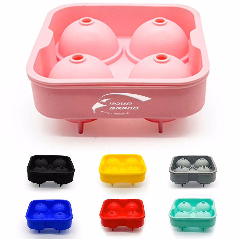 Ice Balls Tray Makes 4/6 Sphere Cube Mold W/ Lid