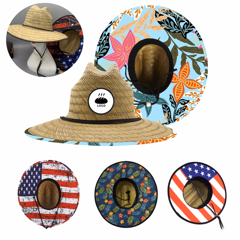 MOQ 50PCS Hand-knitted patch straw hat