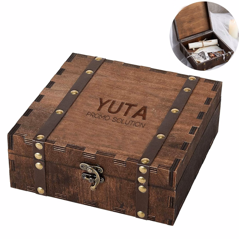 Wooden Square Keepsake Box w/ Lid
