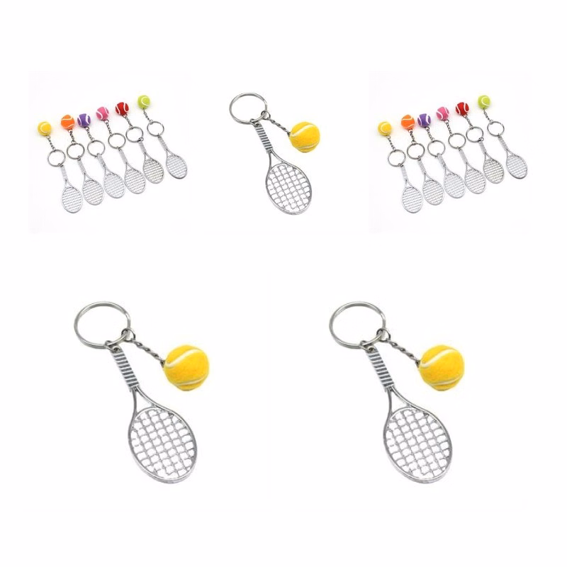 Mini Metal Tennis Racket Ball Keychain Perfect Gifts