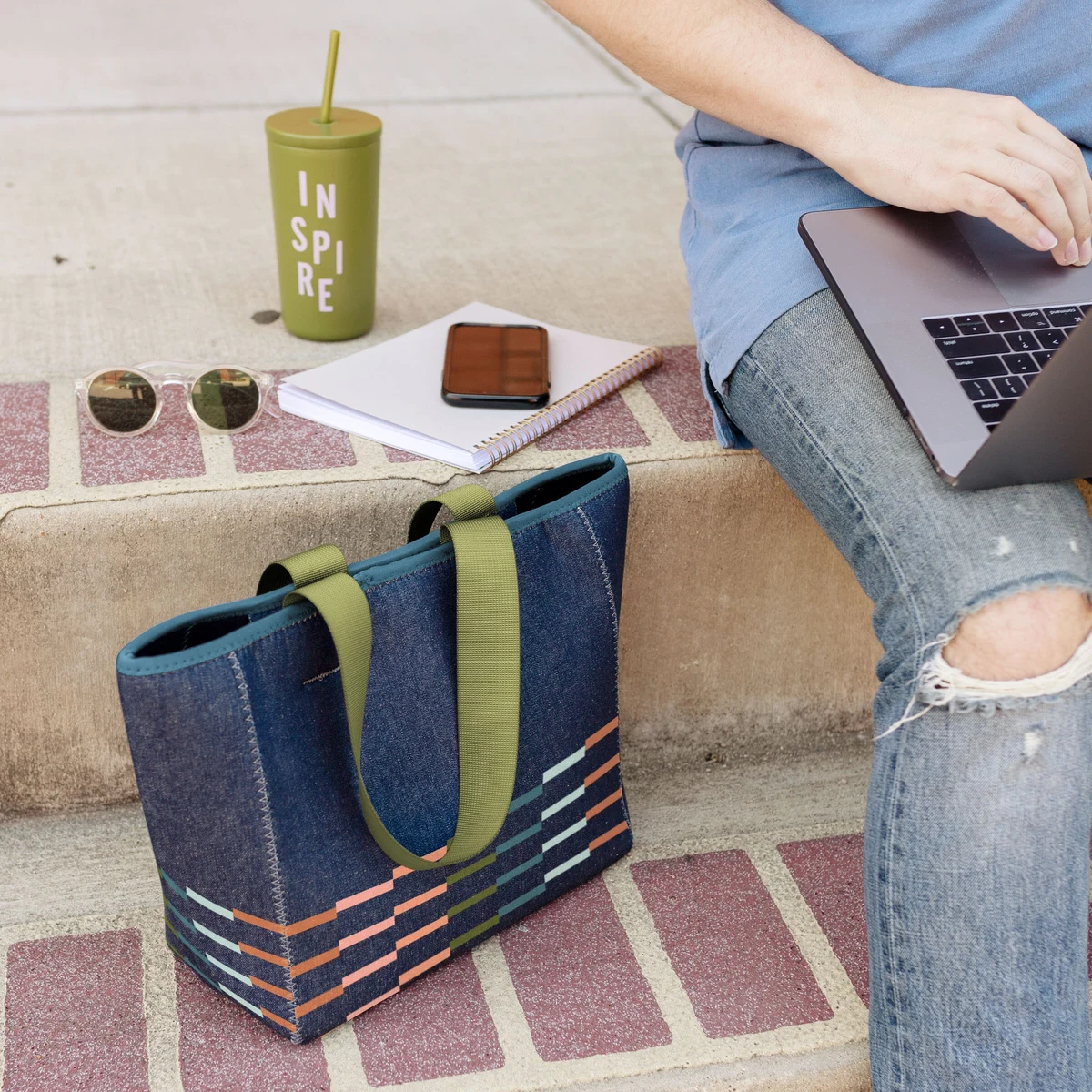 ALL DAY TOTE - DENIM NEOPRENE - SMALL 1