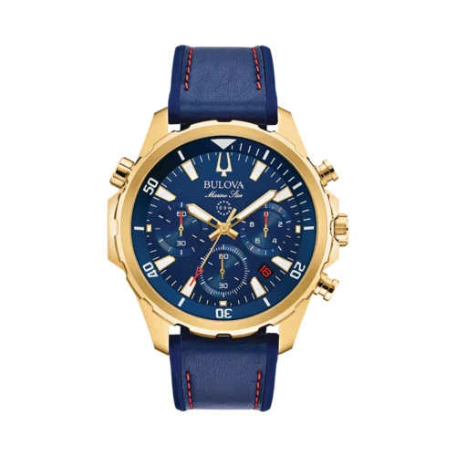 Bulova Men's Marine Star Chronograph Blue Strap Watch 1