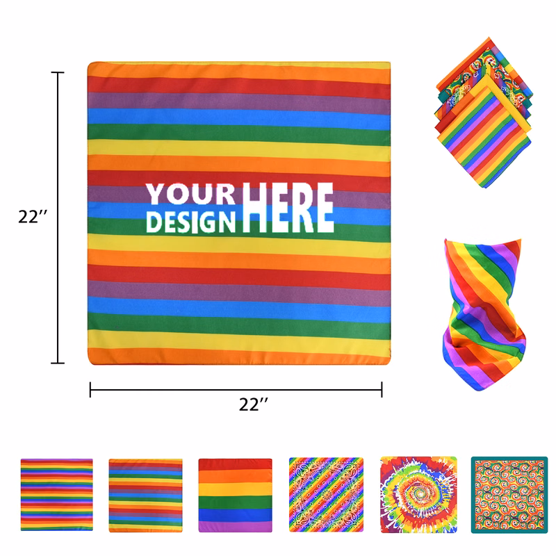 Freedom Rainbow Pride Stripes Bandanna 21" x 21"
