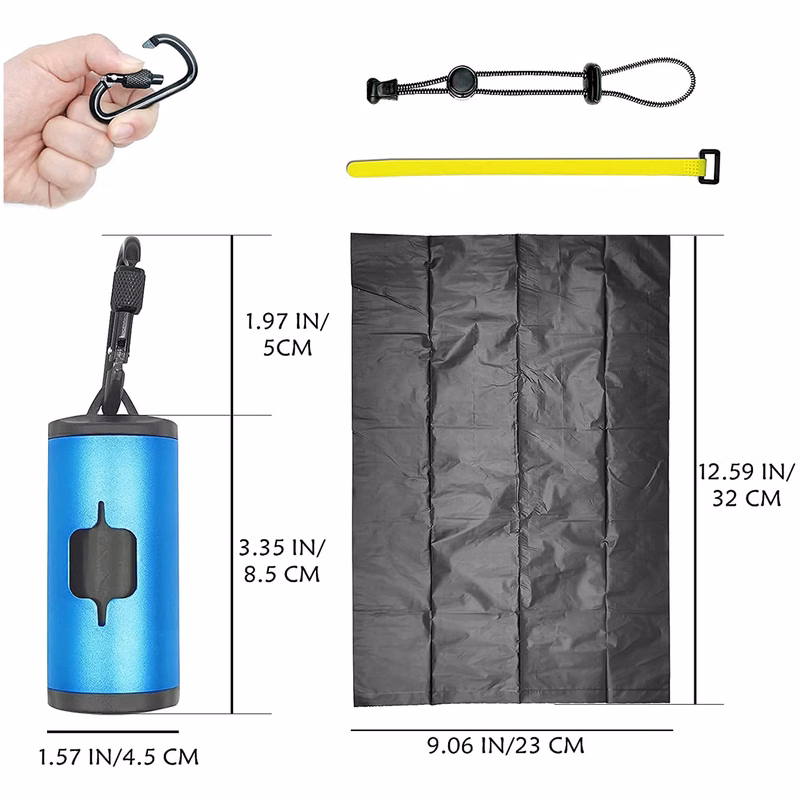 Aluminum Poo Bags Dispenser with Bags and Leash Accessories