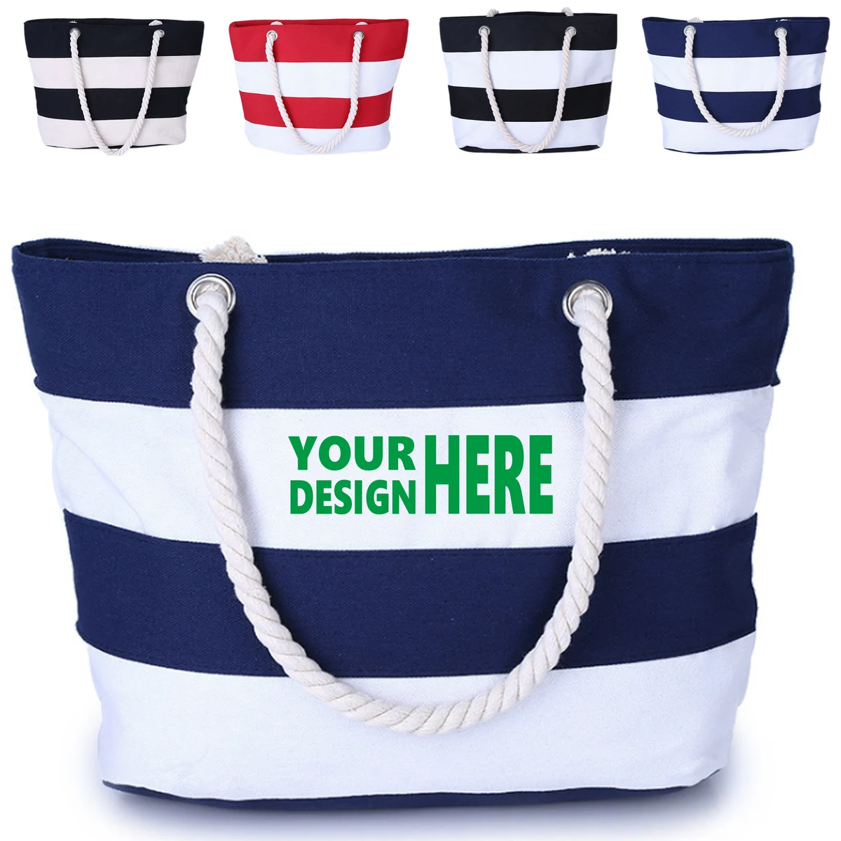 Striped Pattern Canvas Tote Bag, custom tote bag with logo imprint 1