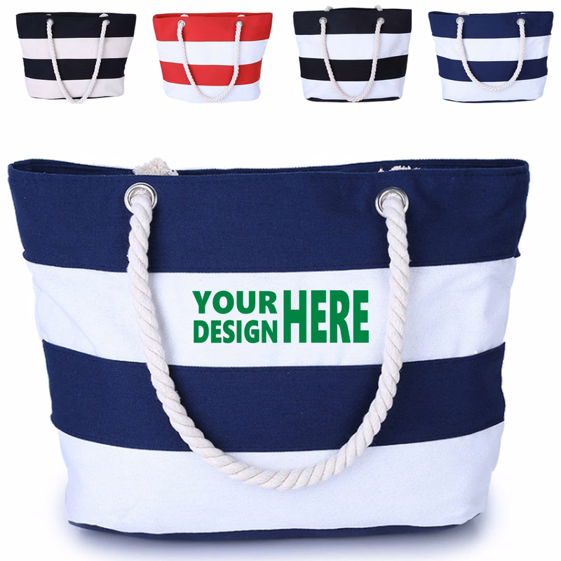Striped Pattern Canvas Tote Bag