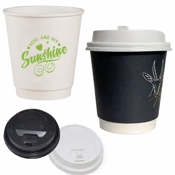 10 oz. Insulated Double Wall Paper Coffee Cup With Lid