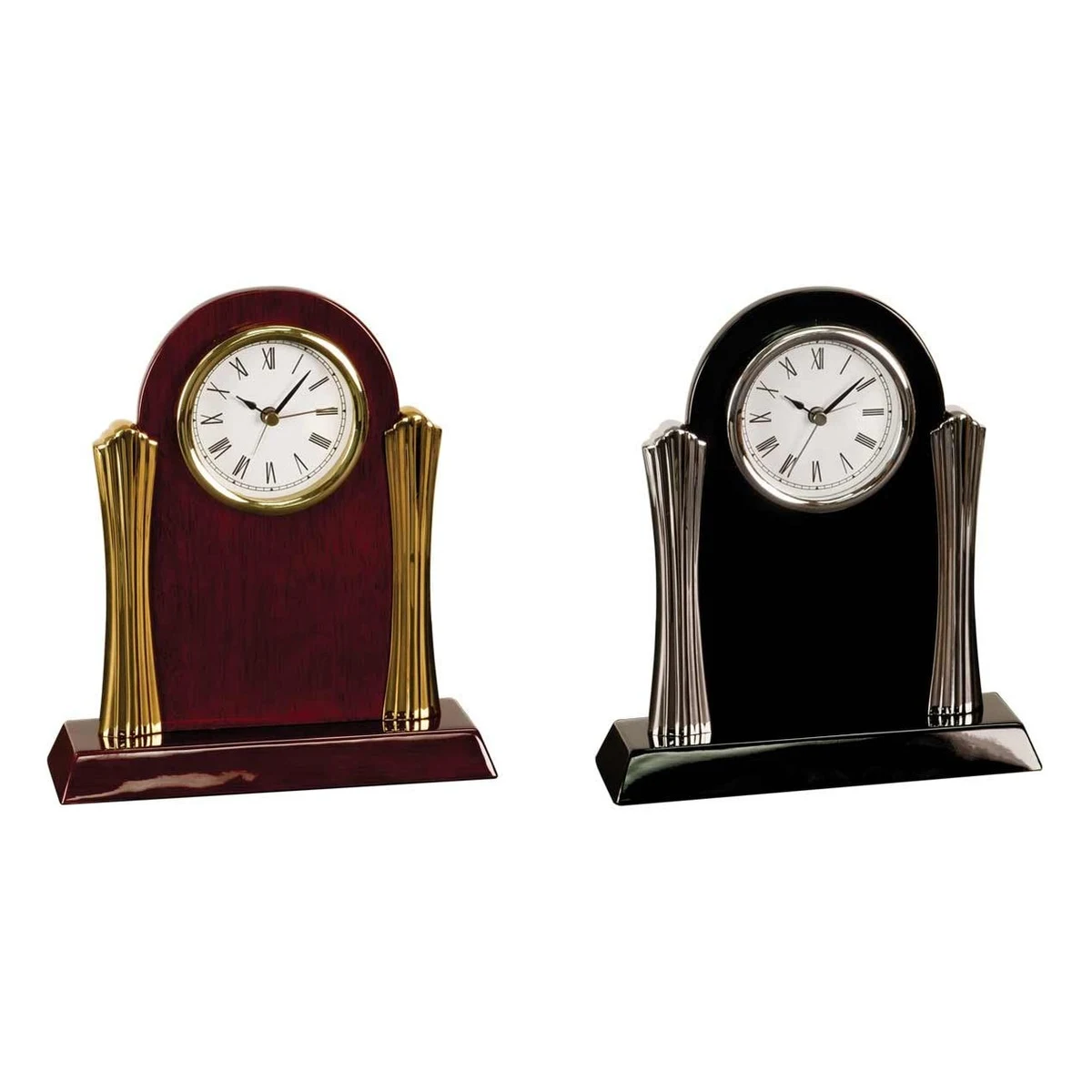 8 1/4" x 7 1/2" Piano Finish Clock with Columns 1