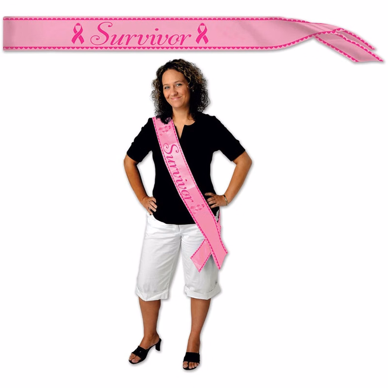 Breast Cancer Survivor Satin Sashes - Pink 33" x 4"