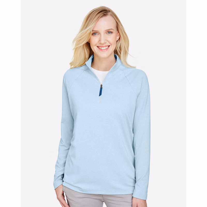 Women's CrownLux Performance® Clubhouse Micro-Stripe Quarter-Zip Pullover - DG480W