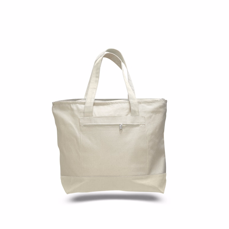 Heavy 12 oz. Cotton Canvas Zipper Tote - Natural