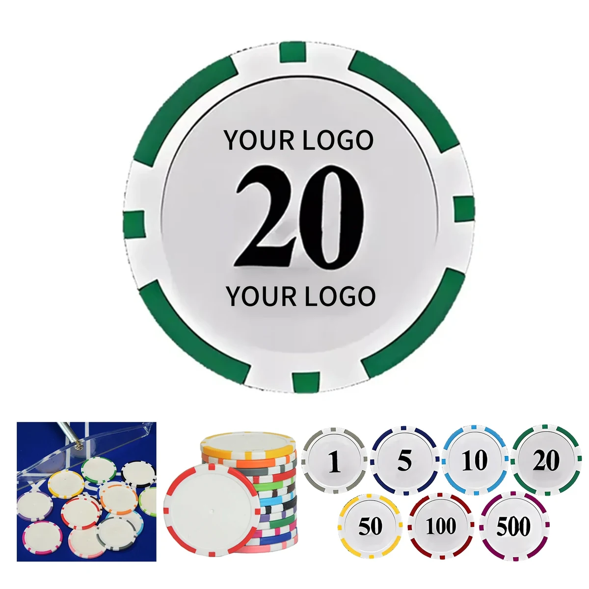 Clay Composite Poker Chip 1.58 Inch Striped Design 1