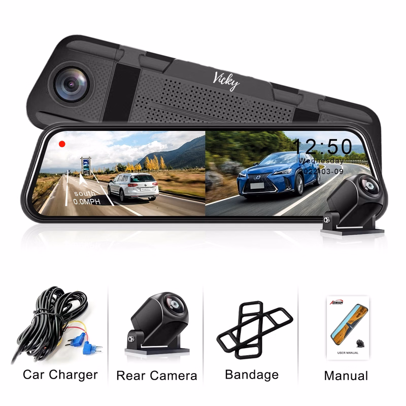 4K Mirror Dash 1080P Car Camera with Hd Screen