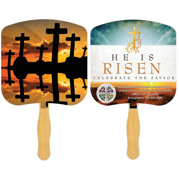 Religious Hand Fan/ Crosses at Sunset with Four Color Process Imprint 1