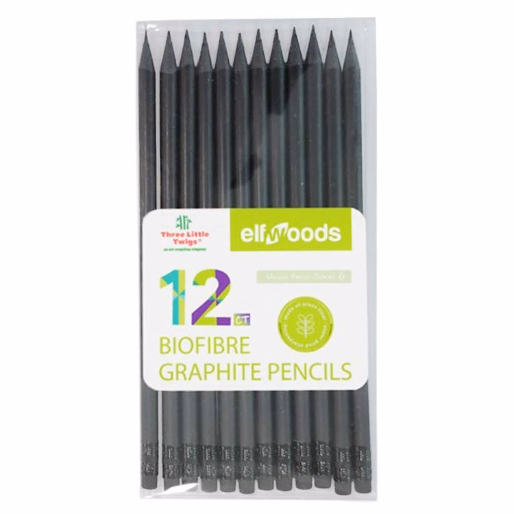 BioFibre Graphite Drawing Pencils - 12 Count Black