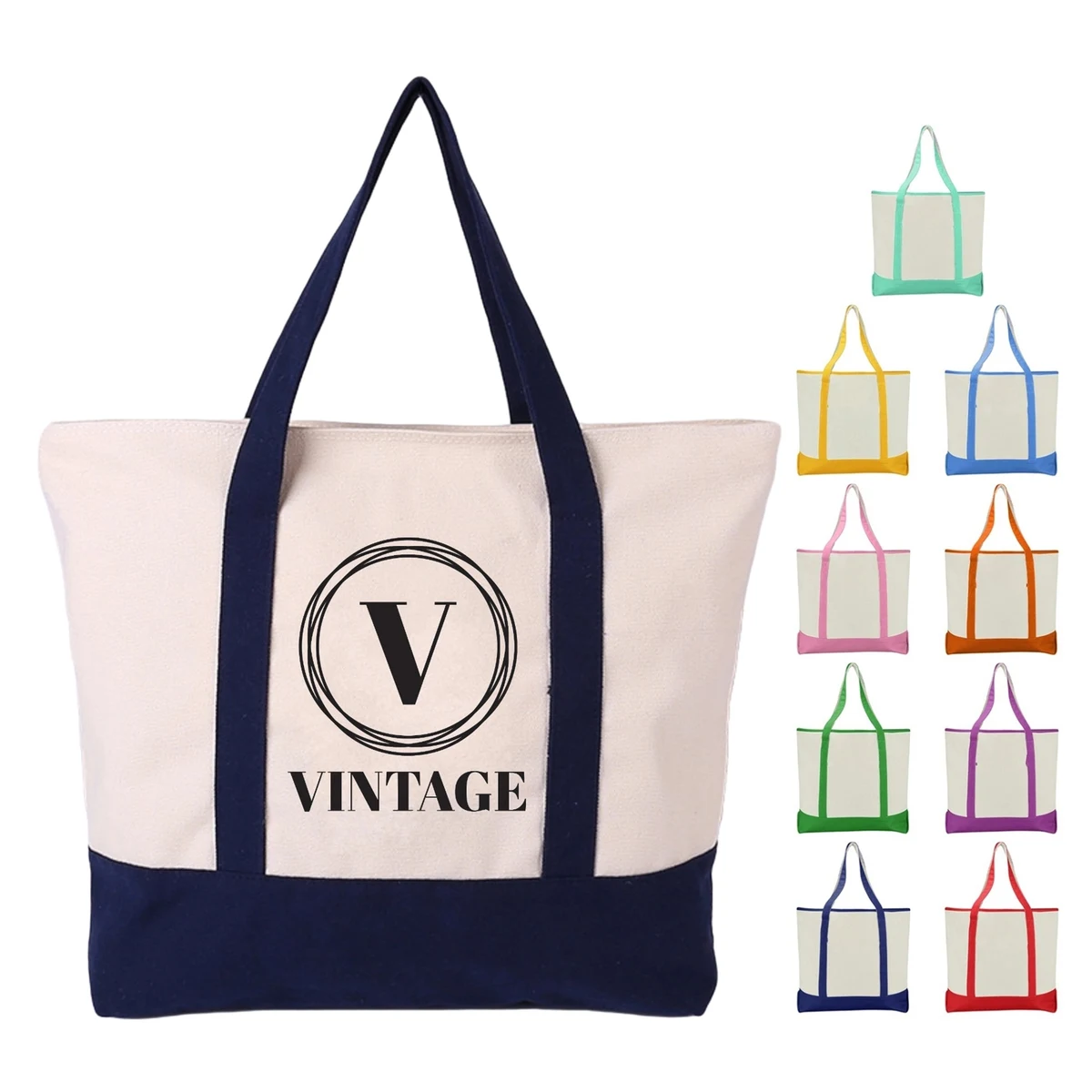 Canvas Grocery Boat Tote Bag, custom tote bag with logo imprint 1