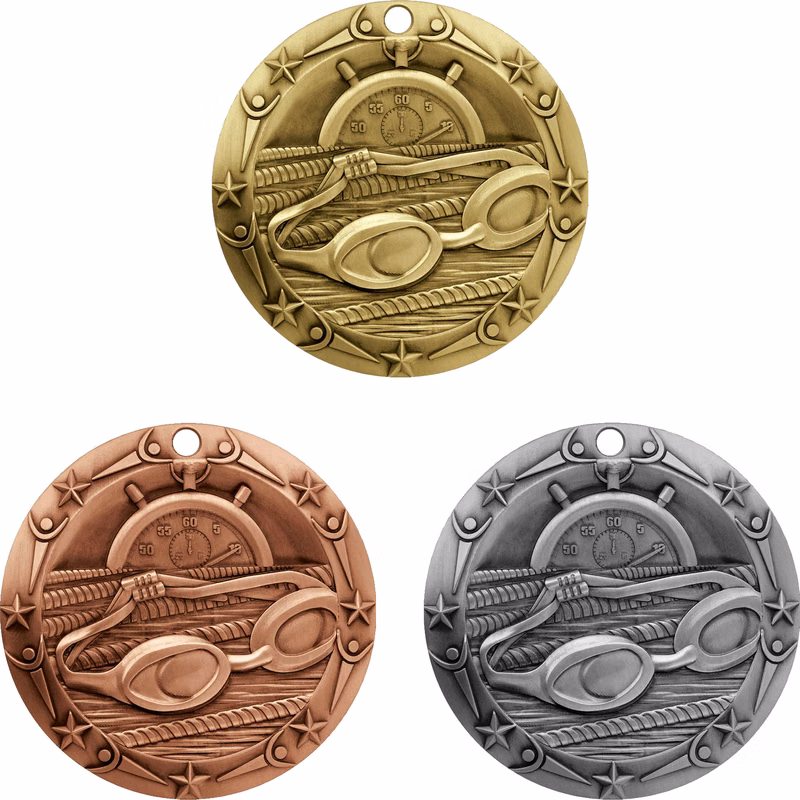 Stock World Class Sports & Academic Medals: Swimming