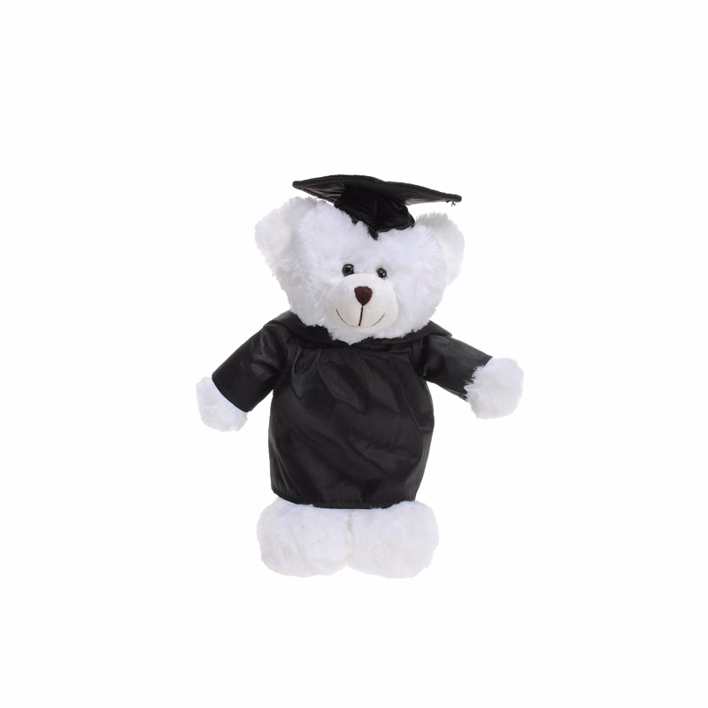 Soft Plush White Teddy Bear in Graduation Cap & Gown
