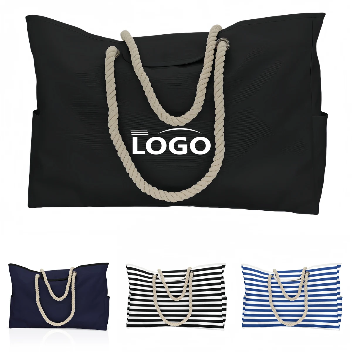 Customizable Large Nylon Beach Tote Bag, custom tote bag with logo imprint 1