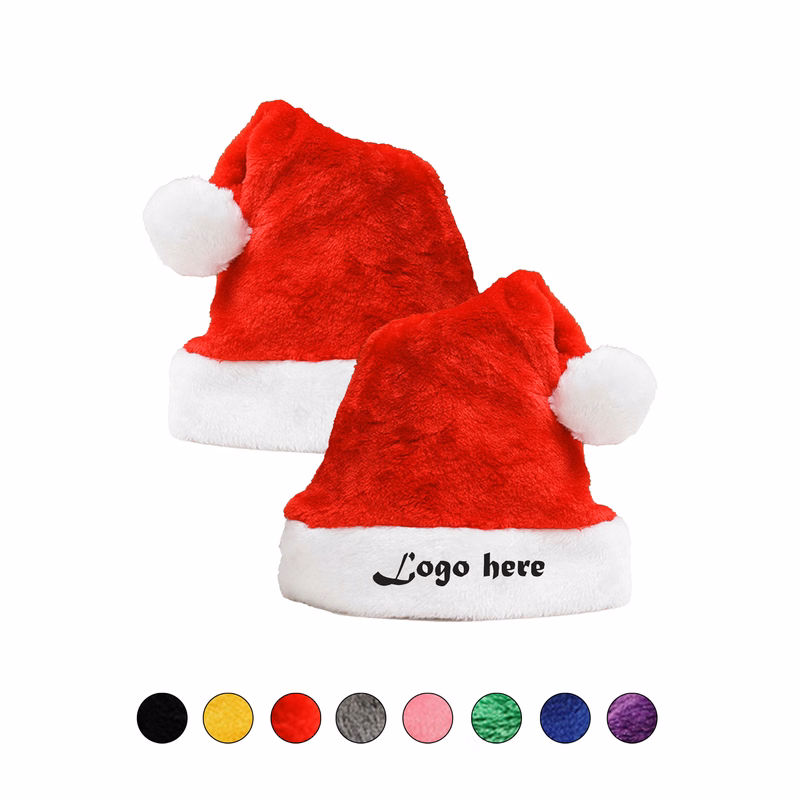Short Plush Santa Hat MOQ 50PCS